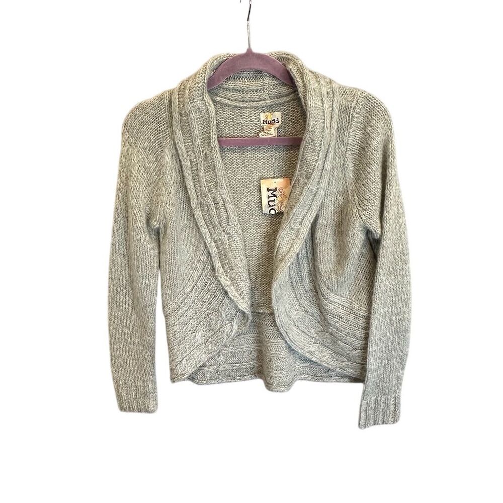 Mudd Women's Gray Open‎ Front Cardigan Shawl Collar Sweater Size M